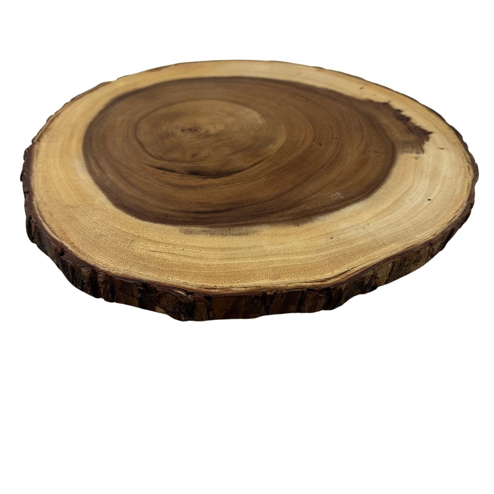 Lipper International Acacia Wood Live Edge Footed Serving Board Round 15 inch